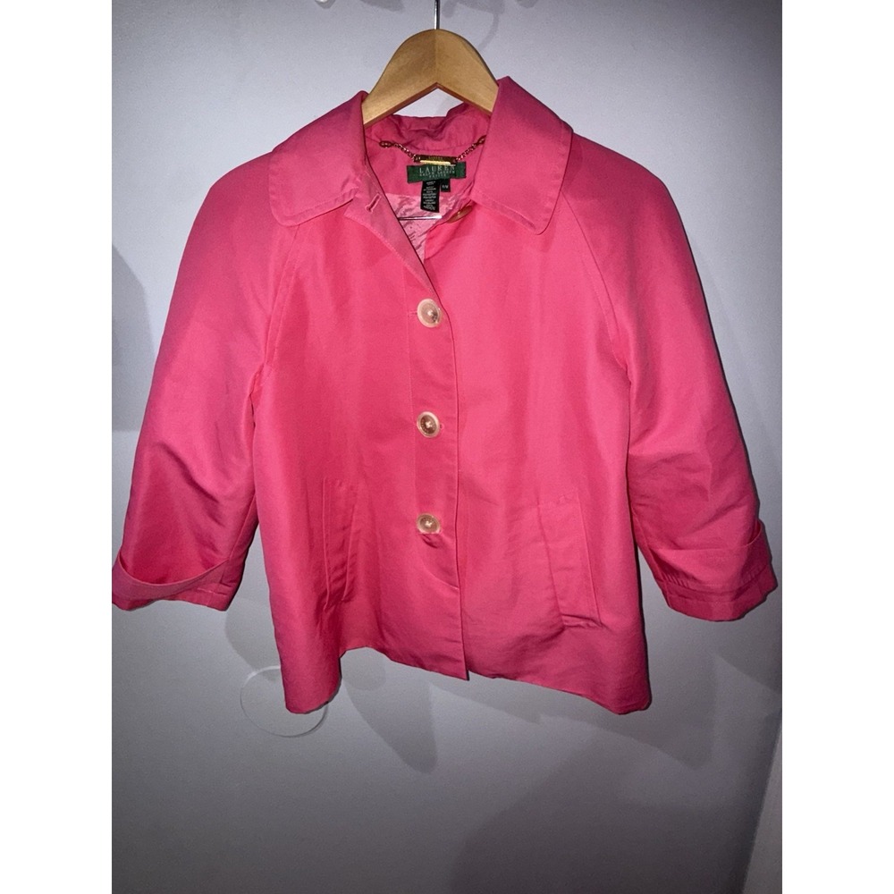 Vintage Ralph Lauren‎ Women's Pink Big Buttons Coat Jacket Size PM  Lined